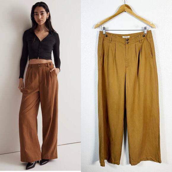 Madewell Womens The Harlow Wide Leg Trouser Pant in Acorn Size 6 - Picture 1 of 13